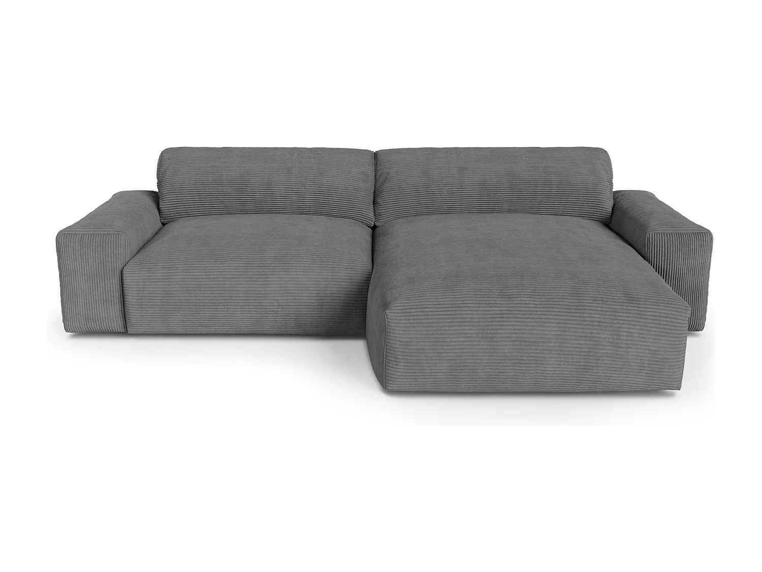 Canapé angle droit velours côtelé gris anthracite 310cm BLISS