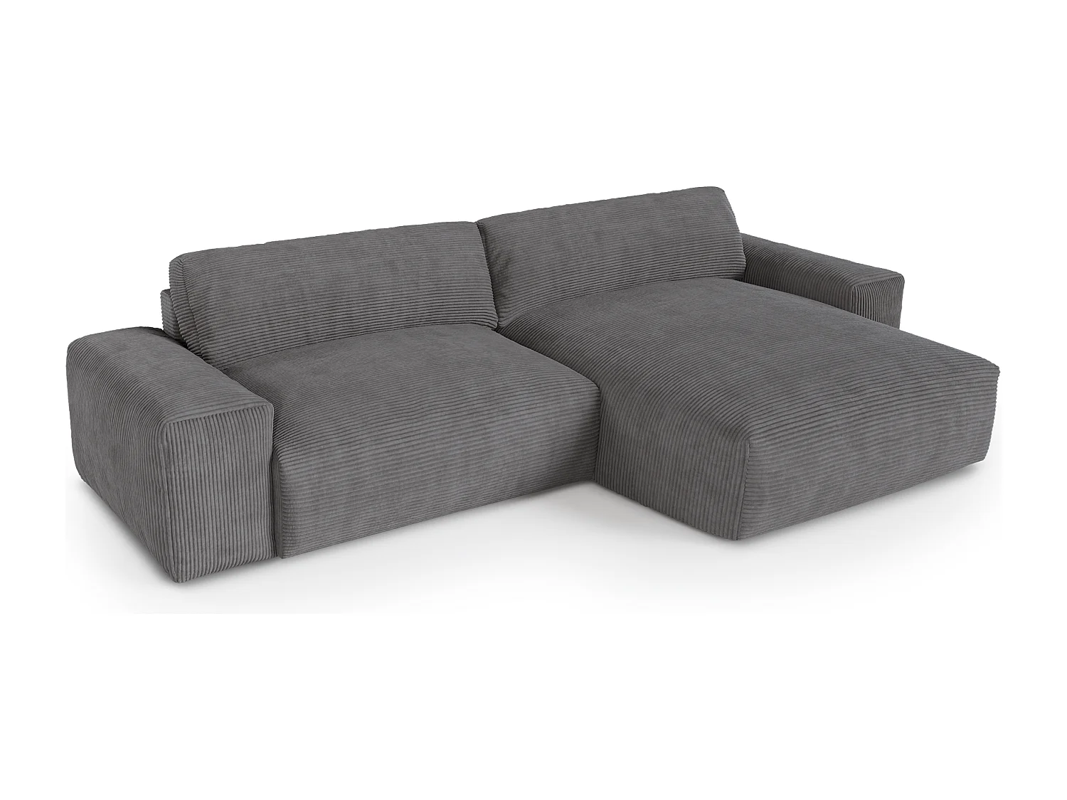 Canapé angle droit velours côtelé gris anthracite 310cm BLISS