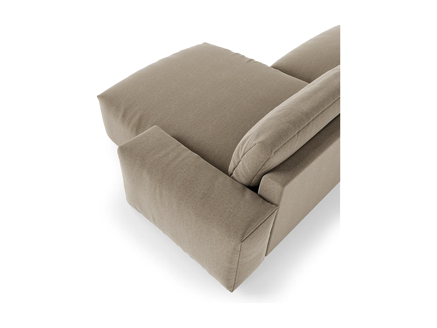 Canapé angle droit 4 places tissu tramé toucher doux taupe 310cm BLISS