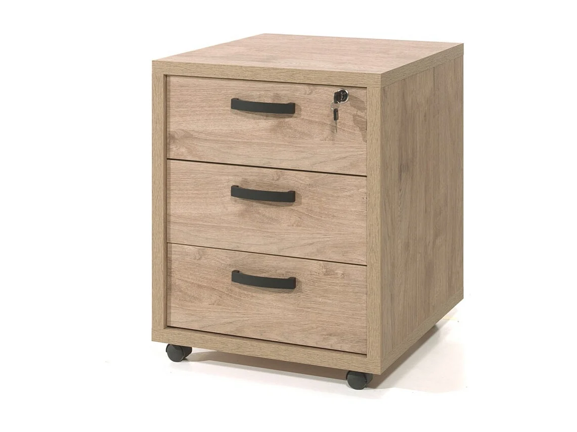 Caisson de rangement pour bureau 3 tiroirs coloris chêne doré collection DEPÉ