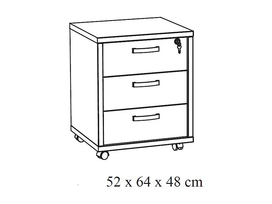 Caisson de rangement pour bureau 3 tiroirs coloris chêne doré collection DEPÉ