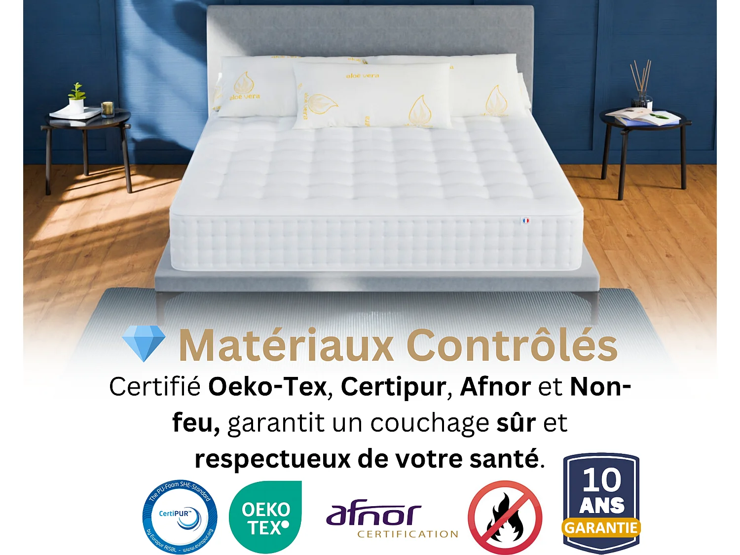 Matelas 180x200 2 Places Nuage Plus - Mémoire de Forme 60 kg/m³ Haute Qualité - Contre le Mal de Dos - Épaisseur 25 Cm - Confortable