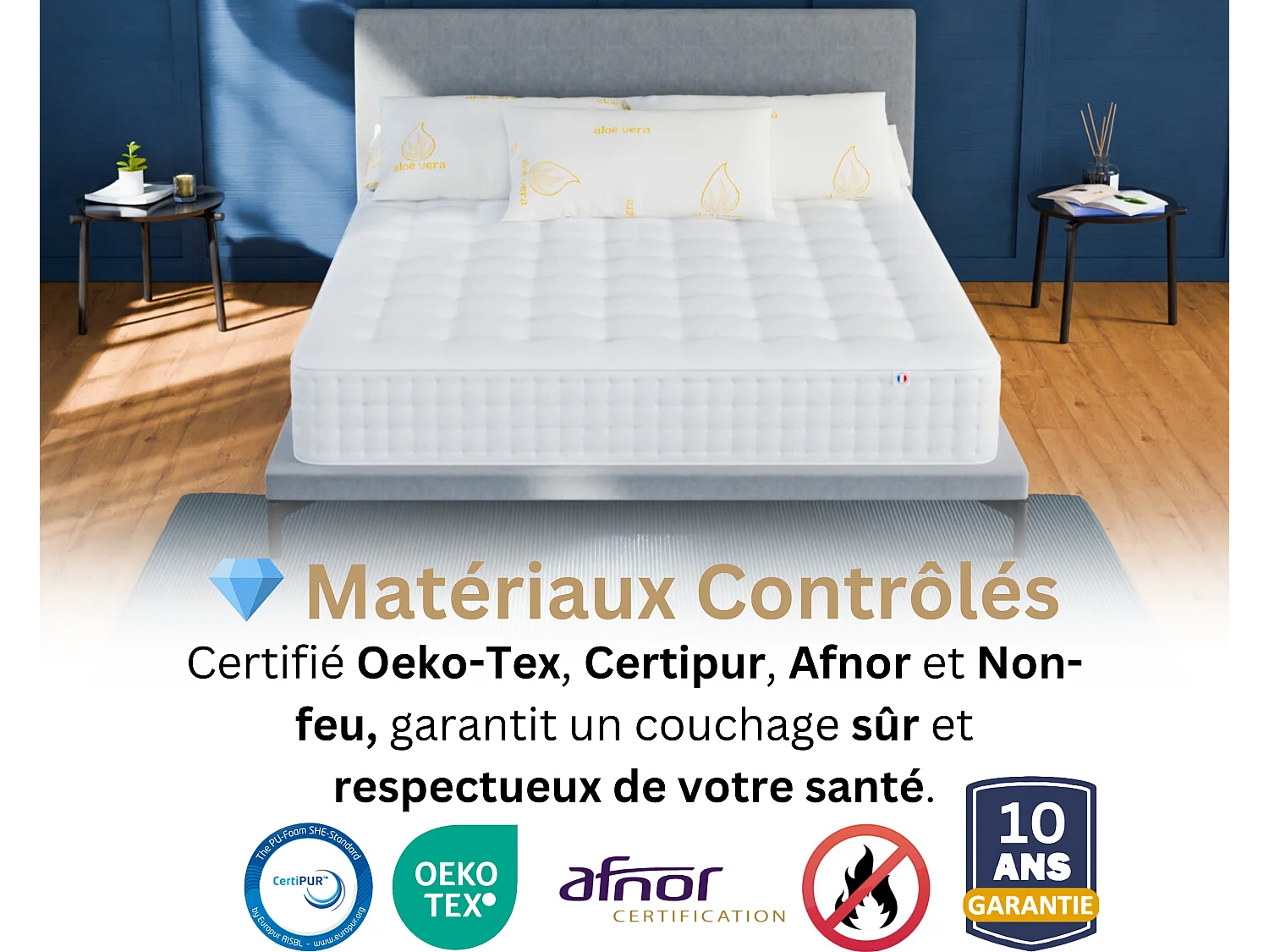 Matelas 180x200 2 Places Nuage Plus - Mémoire de Forme 60 kg/m³ Haute Qualité - Contre le Mal de Dos - Épaisseur 25 Cm - Confortable