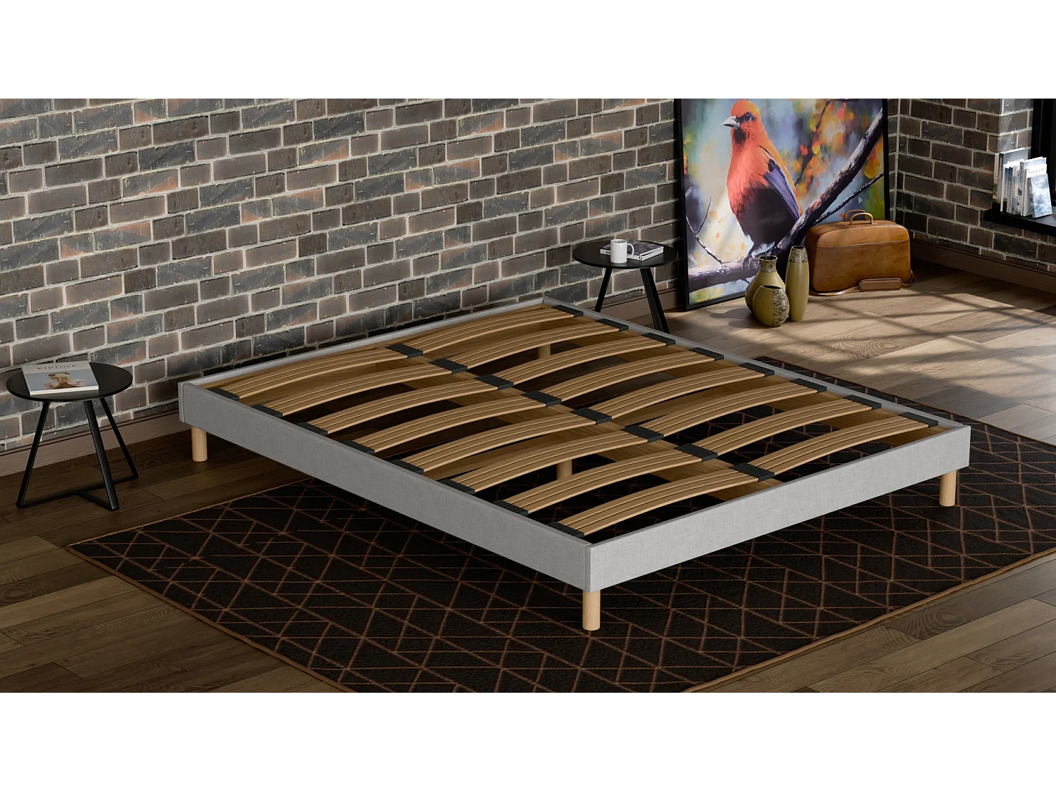 Lattenbodem 140x 190 cm - Sparrenhout Stevige en duurzame structuur Hoge kwaliteit - Lichtgrijs - Comfortabel Douce Lune®