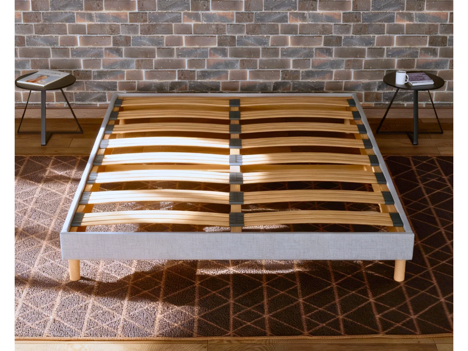 Sommier à Latte 140x190 cm - Bois Épicéa Structure Solides et Durable Haute Qualité - Gris Clair - Silencieux, Confortable et Résistant - Douce Lune