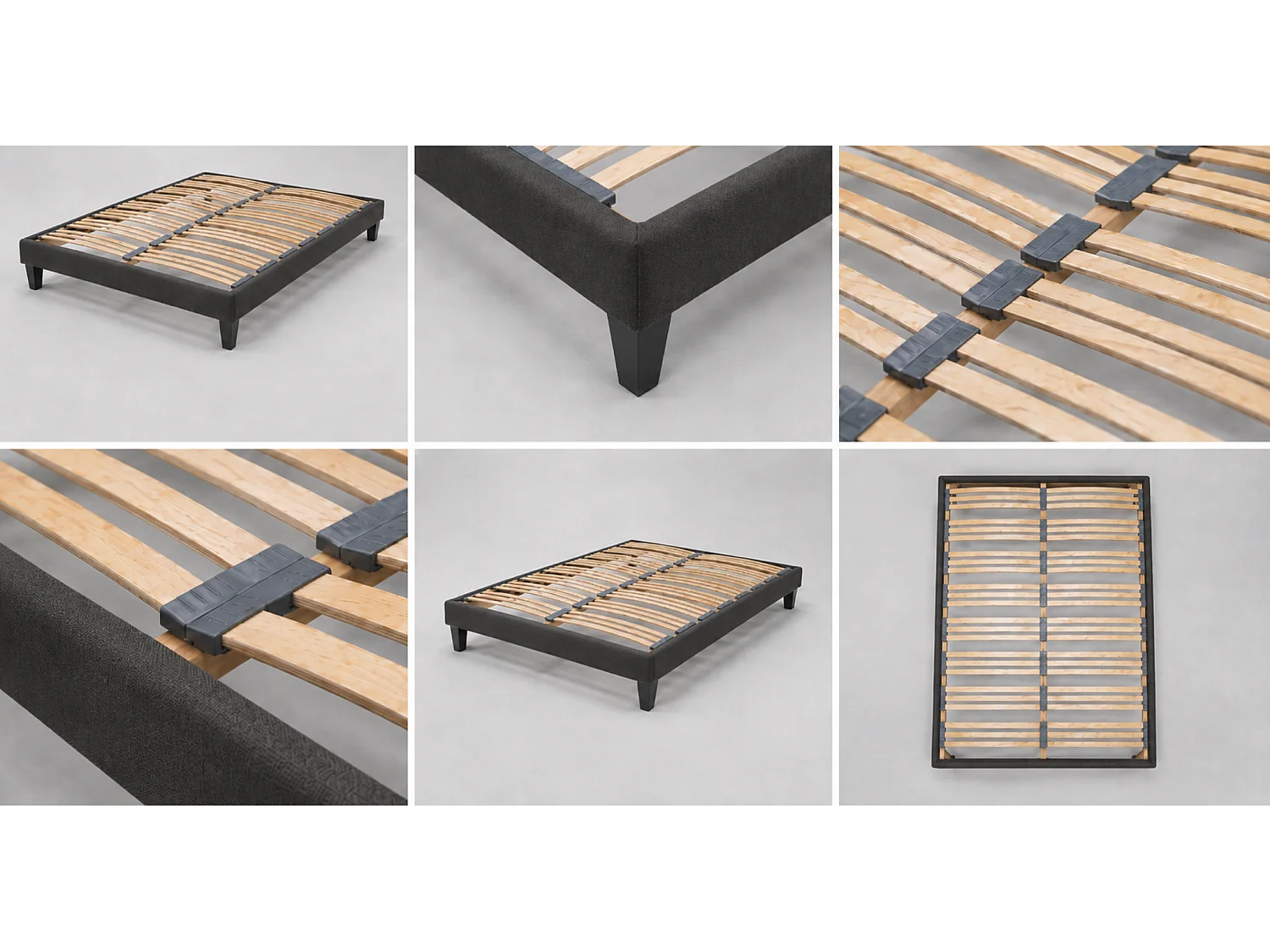 Sommier à Latte 90x190 cm - Bois Épicéa Structure Durable Robuste Solides Qualité - Noir - Silencieux, Confortable et Résistant - Promoto Douce Lune