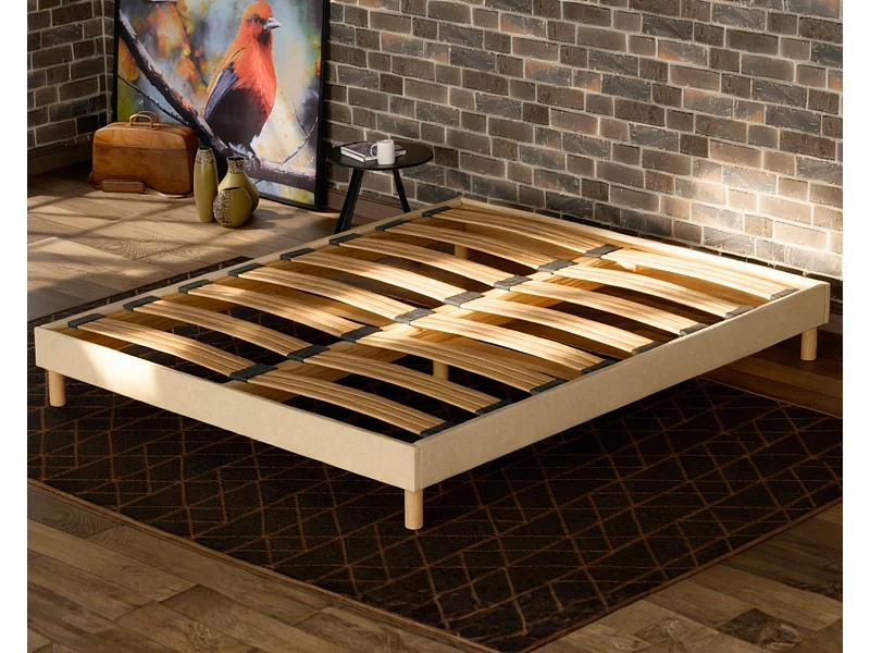 Sommier à Latte 90x200 cm- Bois Épicéa Structure Solides Haute Qualité - Beige - Silencieux, Confortable et Résistant - Douce Lune