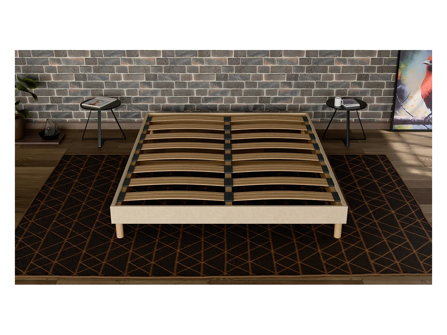 Sommier à Latte 90x200 cm- Bois Épicéa Structure Solides Haute Qualité - Beige - Silencieux, Confortable et Résistant - Douce Lune