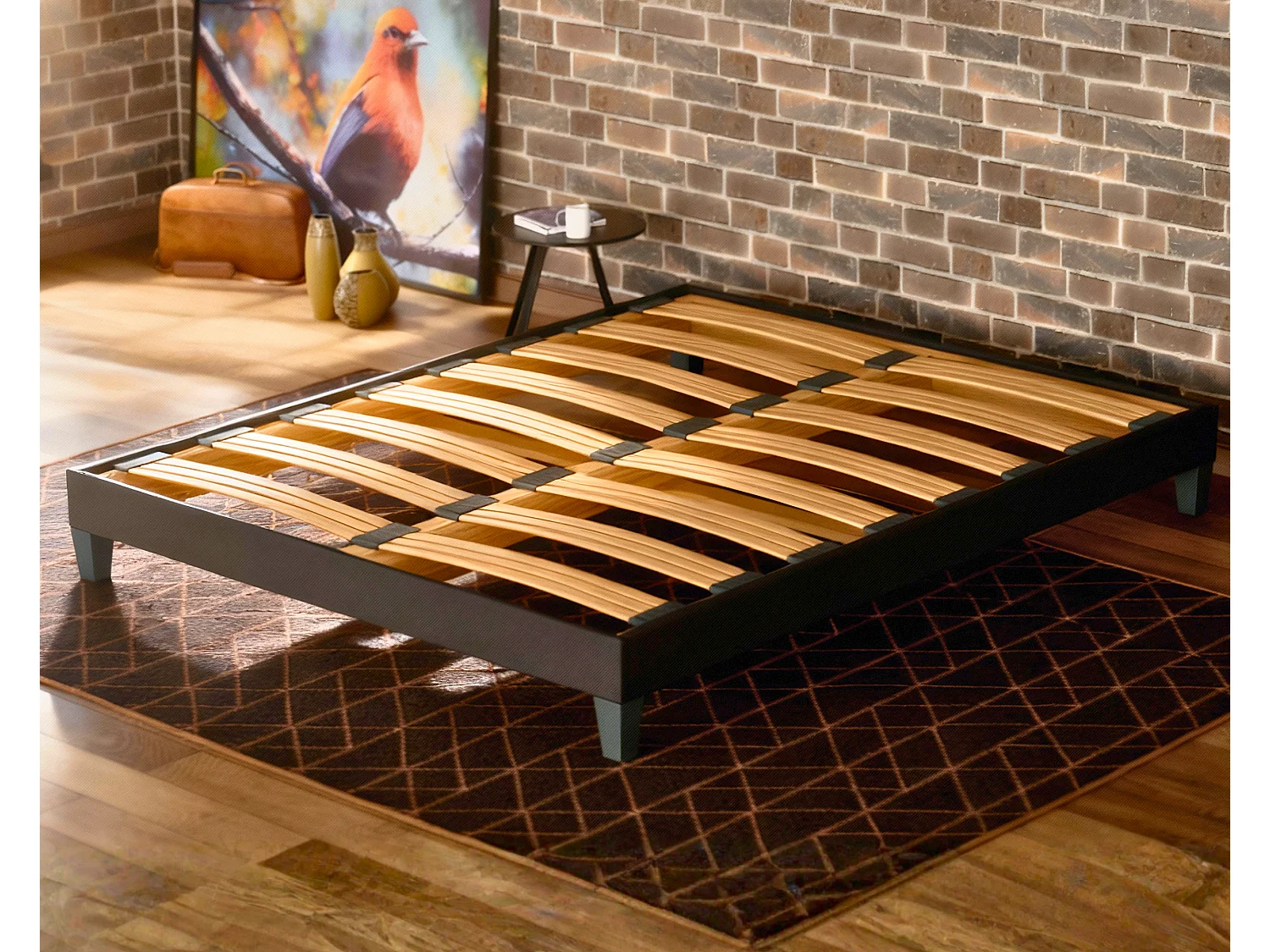 Somier de láminas 140x200 cm - Estructura duradera de madera de abeto - Negro - Cómodo Douce Lune®