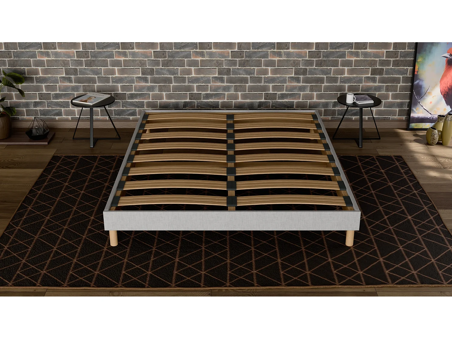 Sommier à Latte 90x190 cm - Bois Épicéa Structure Solides et Durable Haute Qualité - Gris Clair - Silencieux - Résistant - Primoto Douce Lune