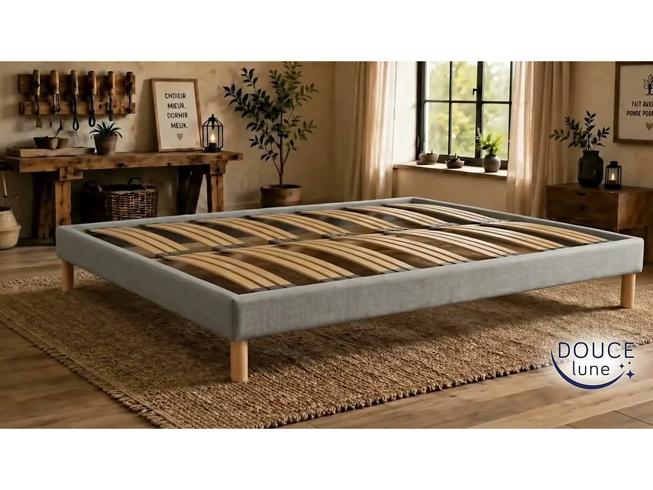 Lattenbodem 90x 190 cm - Vurenhout Stevige en duurzame structuur Hoge kwaliteit - Lichtgrijs - Comfortabel Douce Lune®
