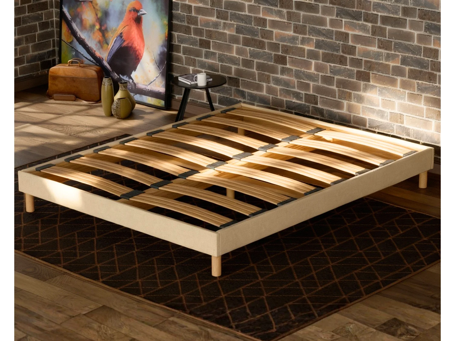 Sommier à Latte 90x190 cm - Bois Épicéa Structure Solides Haute Qualité - Beige - Silencieux, Confortable et Résistant - Douce Lune