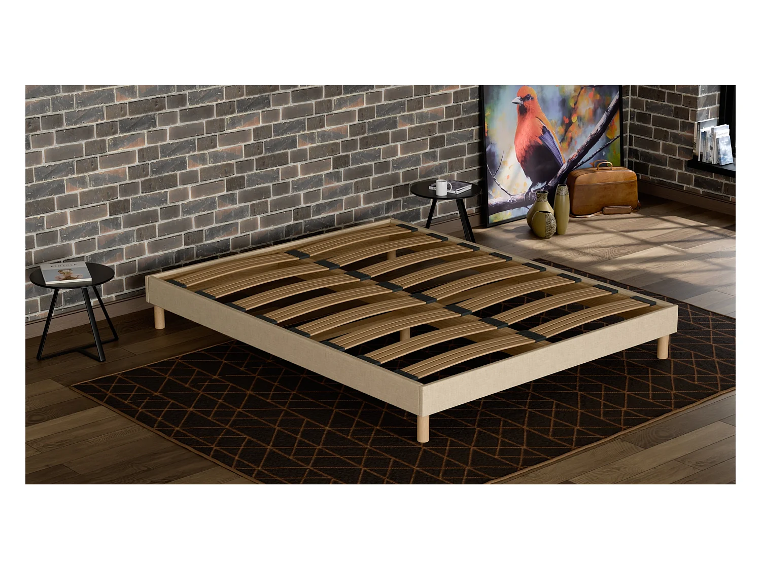 Sommier à Latte 90x190 cm - Bois Épicéa Structure Solides Haute Qualité - Beige - Silencieux, Confortable et Résistant - Douce Lune