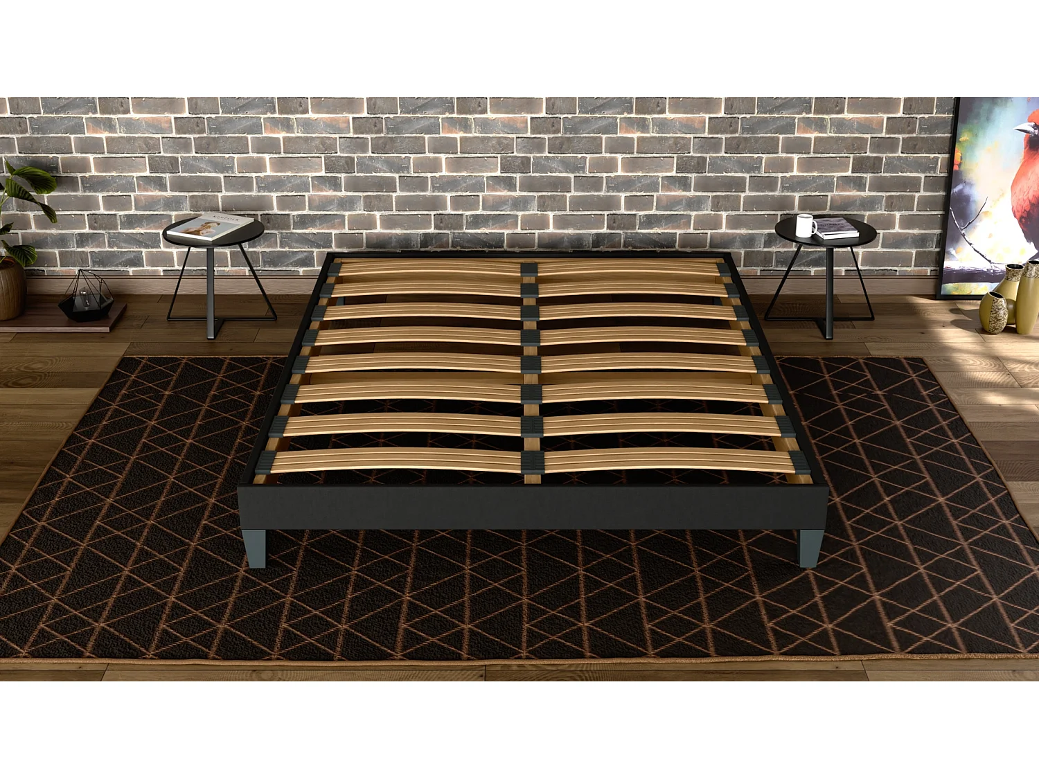 Base de ripas 140x 190 cm - Estrutura durável de madeira de abeto de alta qualidade - Preto - Confortável Douce Lune®