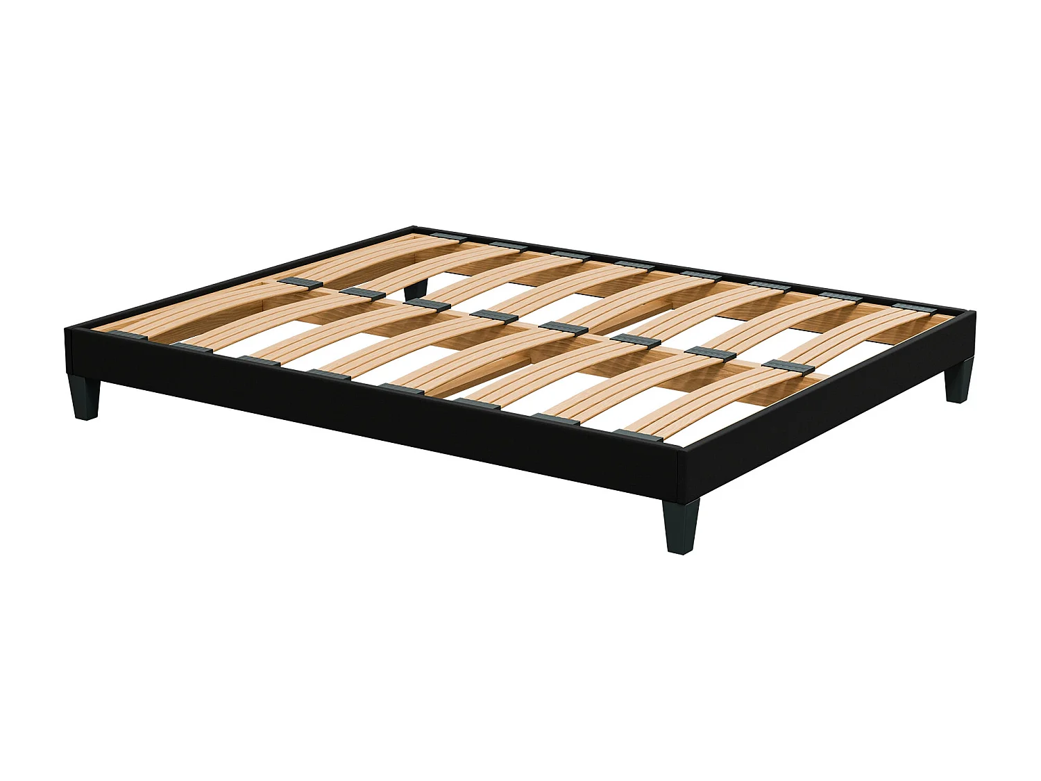 Sommier à Latte 140x190 cm - Bois Épicéa Structure Durable Robuste Haute Qualité - Noir - Silencieux, Confortable et Résistant - Douce Lune
