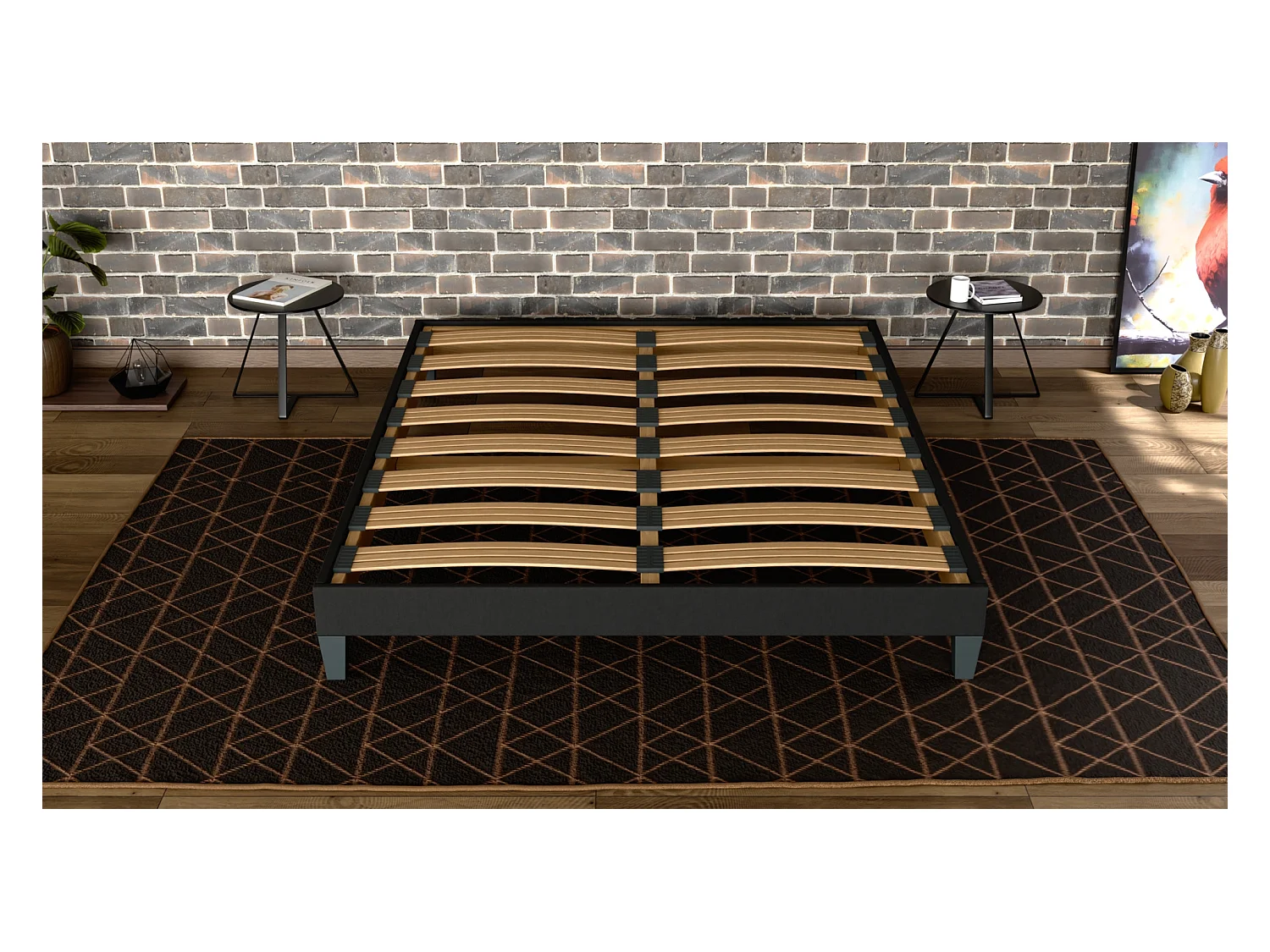 Somier de láminas 140x190 cm - Estructura duradera de madera de abeto - Negro - Cómodo Douce Lune®