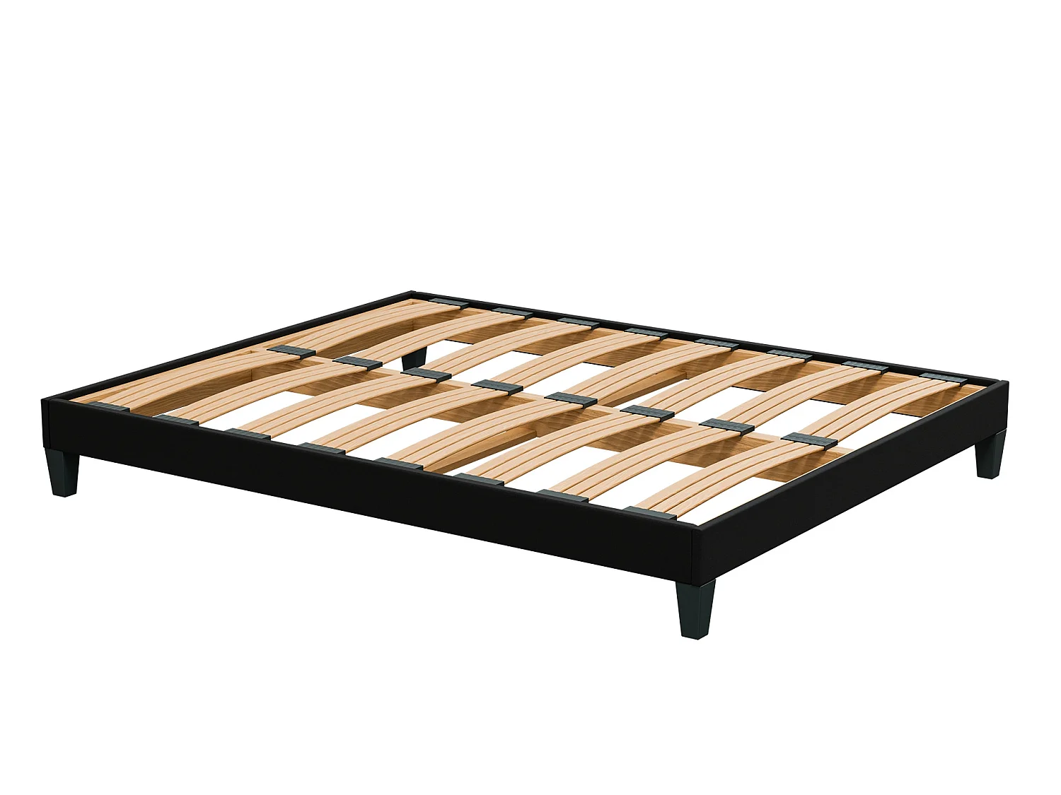 Sommier à Latte 140x190 cm - Bois Épicéa Structure Durable Robuste Haute Qualité - Noir - Silencieux, Confortable et Résistant - Douce Lune
