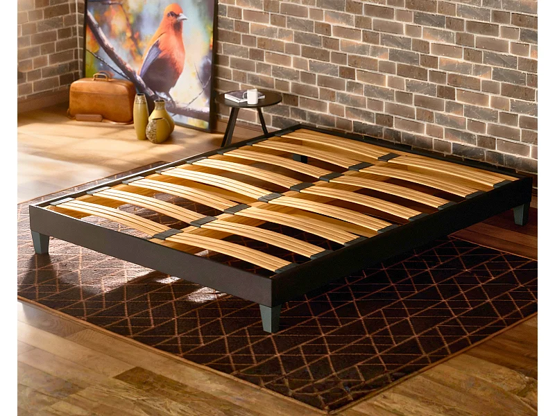 Lattenbodem 140x 190 cm - Vurenhout Hoge kwaliteit Duurzame structuur - Zwart - Comfortabel Douce Lune®