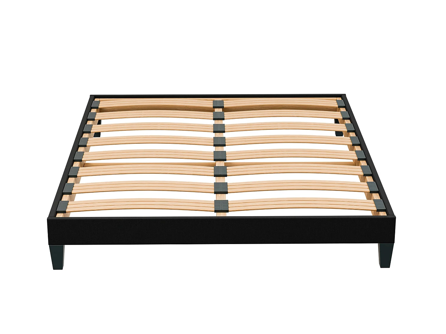 Sommier à Latte 160x200 cm - Bois Épicéa Structure Durable Robuste de Haute Qualité - Noir - Silencieux, Confortable et Résistant - Douce Lune