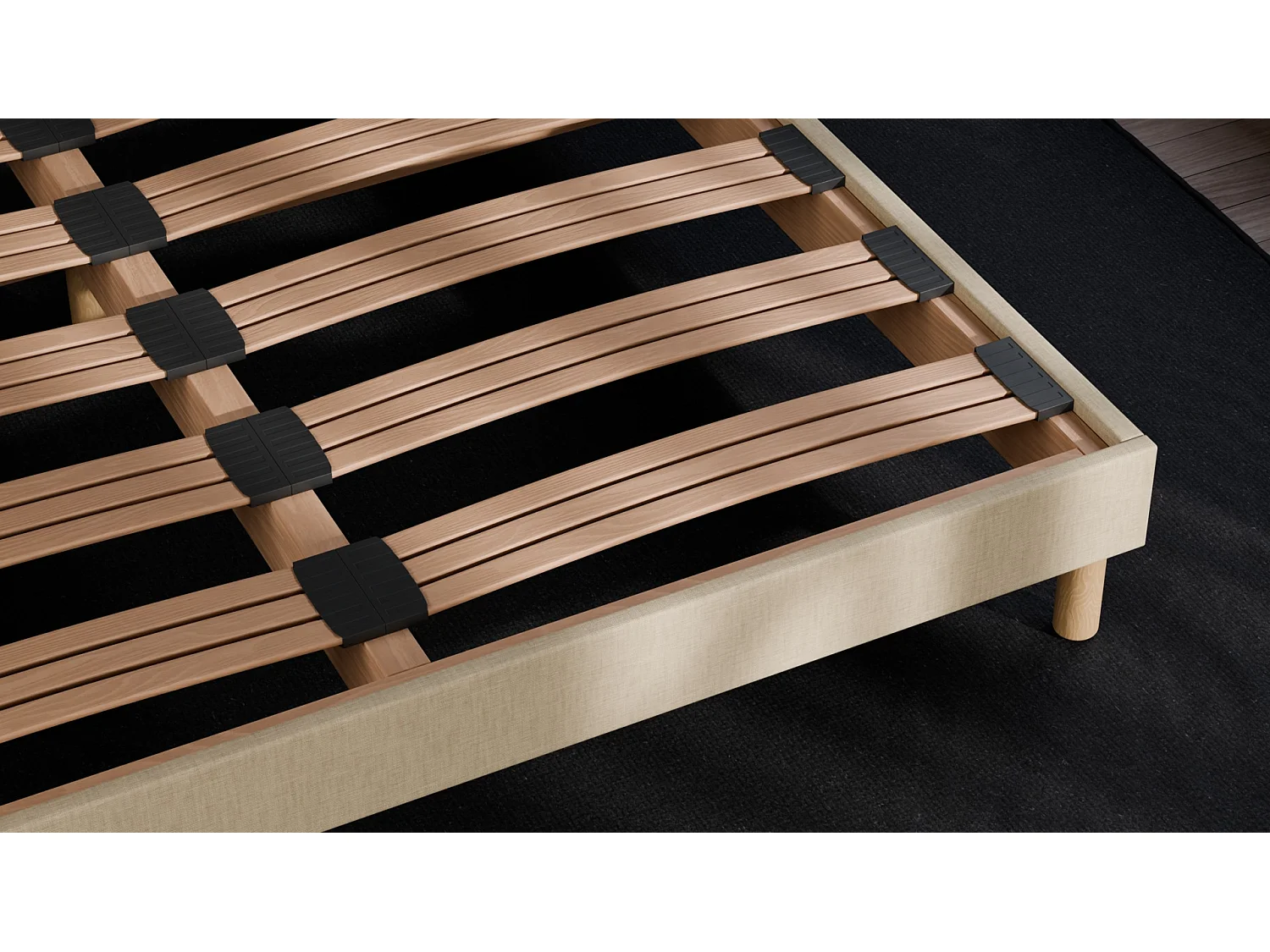 Sommier à Latte 160x200 cm - Bois Épicéa Structure Durable Haute Qualité - Beige - Silencieux, Confortable et Résistant - Douce Lune