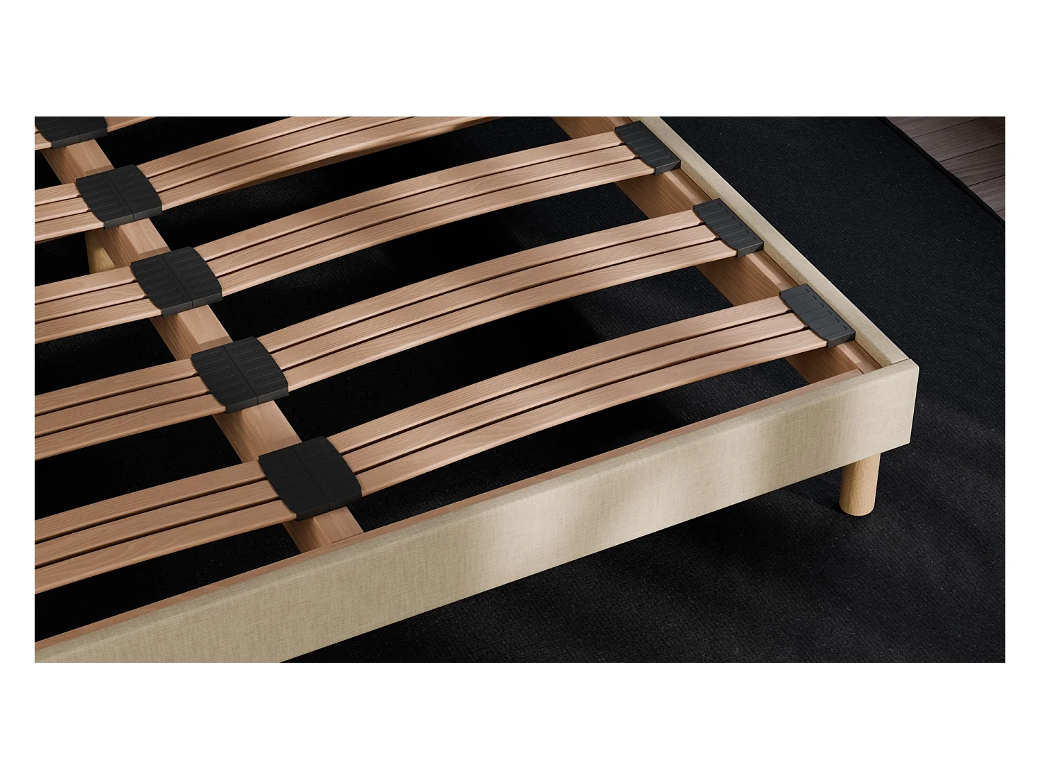 Sommier à Latte 160x200 cm - Bois Épicéa Structure Durable Haute Qualité - Beige - Silencieux, Confortable et Résistant - Douce Lune