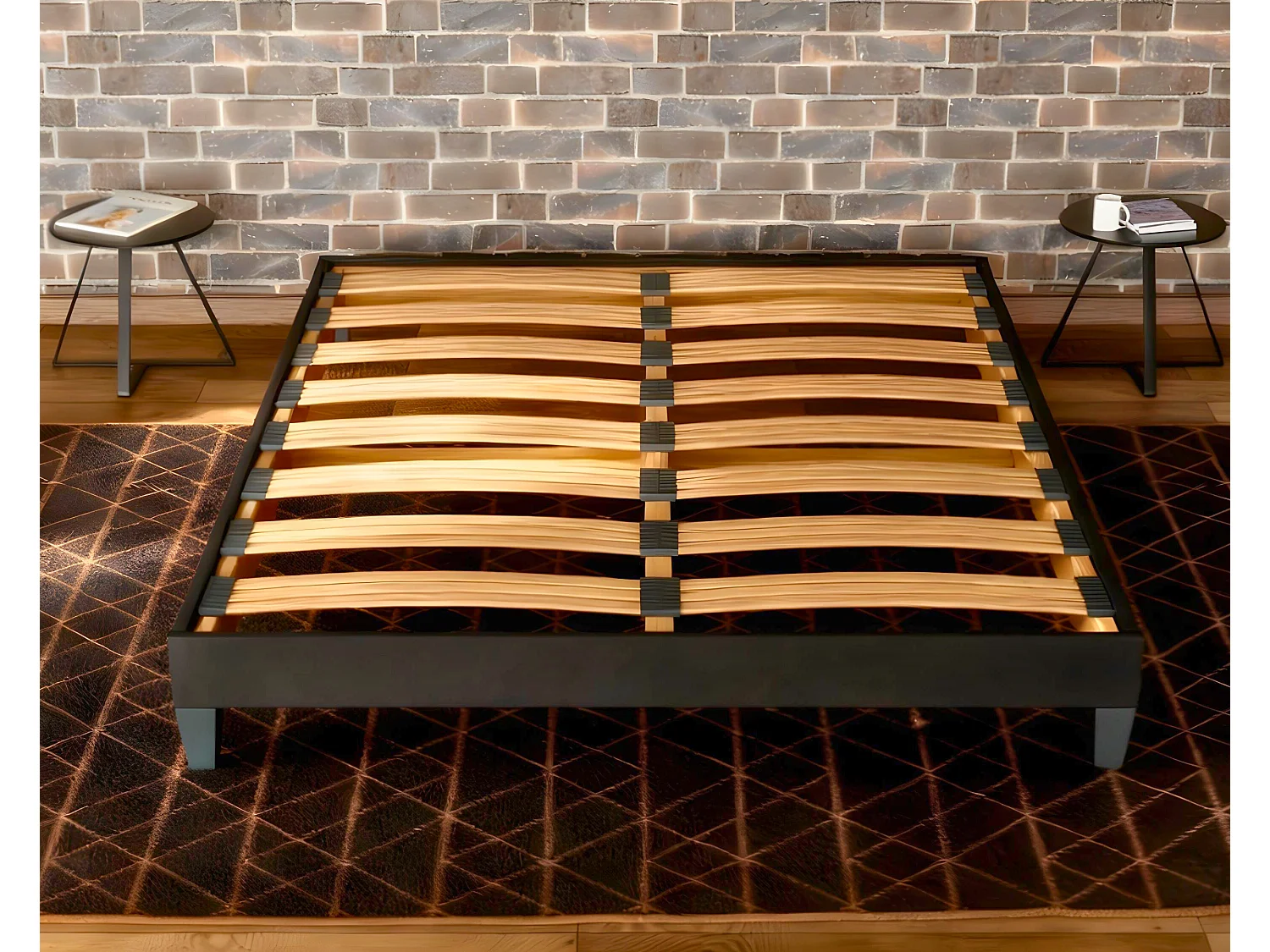 Sommier à Latte 90x200 cm - Bois Épicéa Structure Solides Robuste Haute Qualité - Noir - Silencieux, Confortable et Résistant - Douce Lune