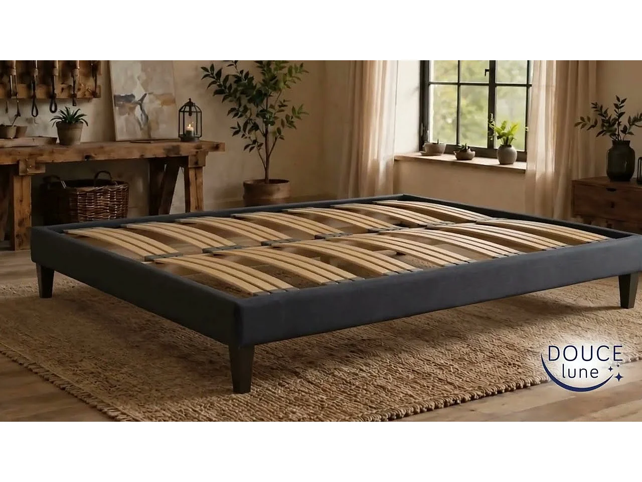 Lattenbodem 90x 200 cm - Vurenhout Hoge kwaliteit Duurzame structuur - Zwart - Comfortabel Douce Lune®