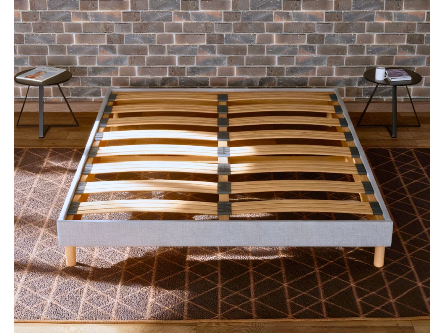 Sommier à Latte 180x200 cm - Bois Épicéa Structure Solide et Durable Haute Qualité - Gris Clair - Silencieux, Confortable et Résistant - Douce Lune