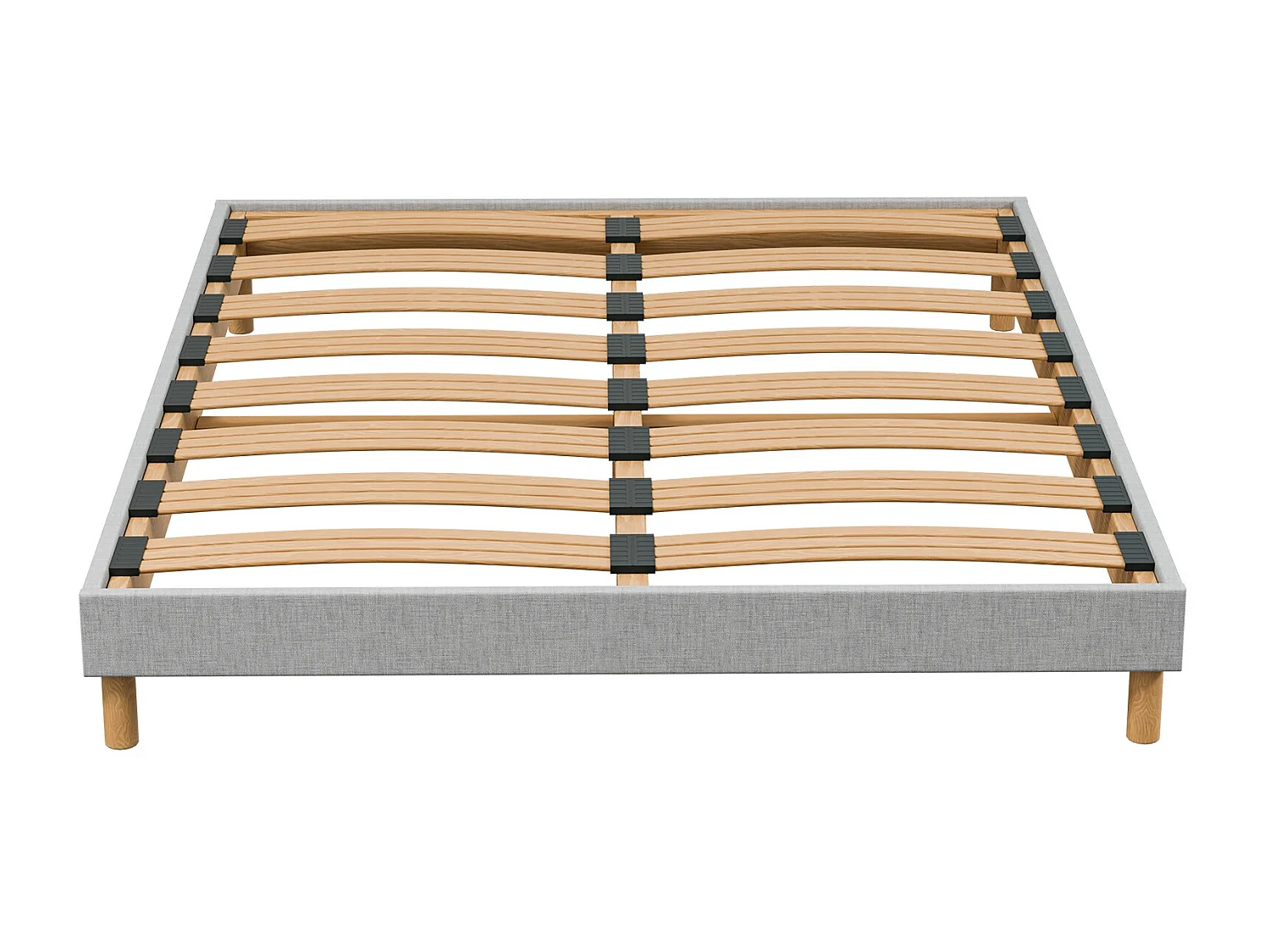 Sommier à Latte 160x200 cm - Bois Épicéa Structure Solide et Durable Haute Qualité - Gris Clair - Silencieux, Confortable et Résistant - Douce Lune