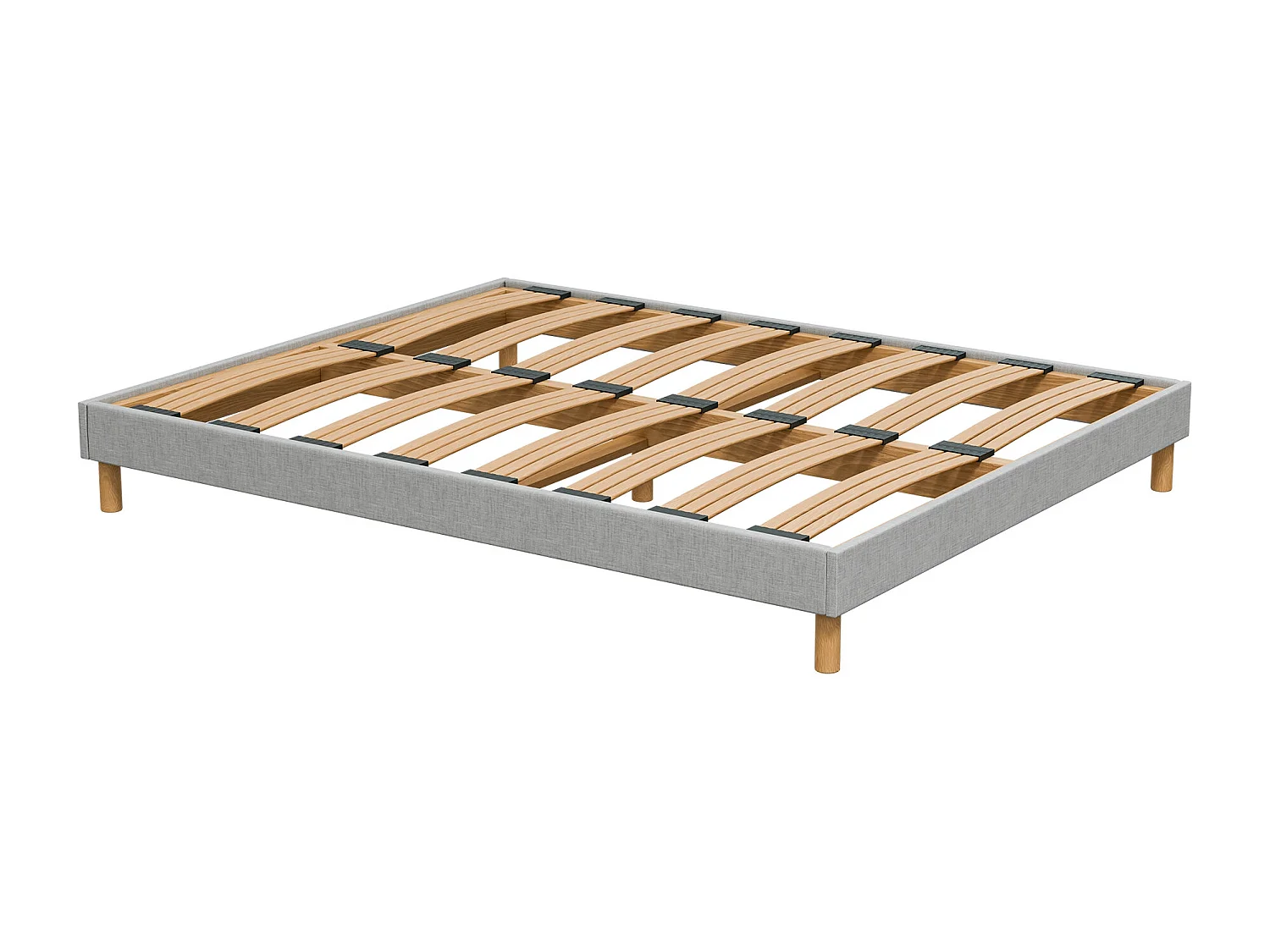 Somier de láminas 160x200 cm - Estructura de madera de abeto sólida y duradera de alta calidad - Gris claro - Cómodo Douce Lune®