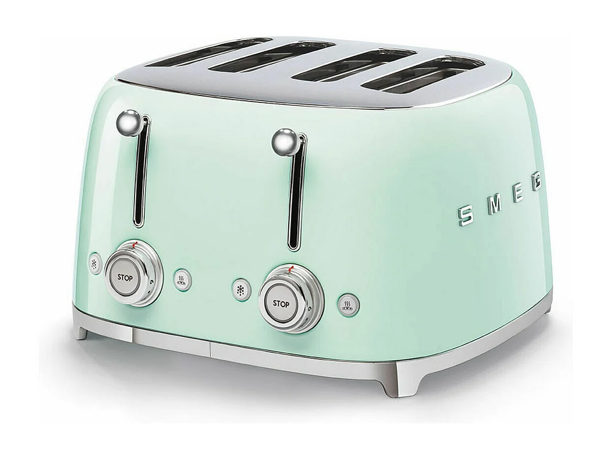 Smeg Grille-pains 4 fentes 950w vert d'eau - tsf03pgeu