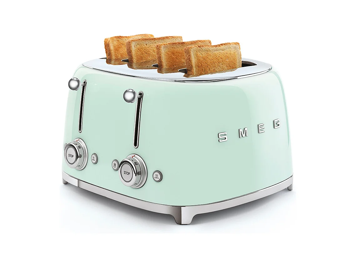 Smeg Grille-pains 4 fentes 950w vert d'eau - tsf03pgeu