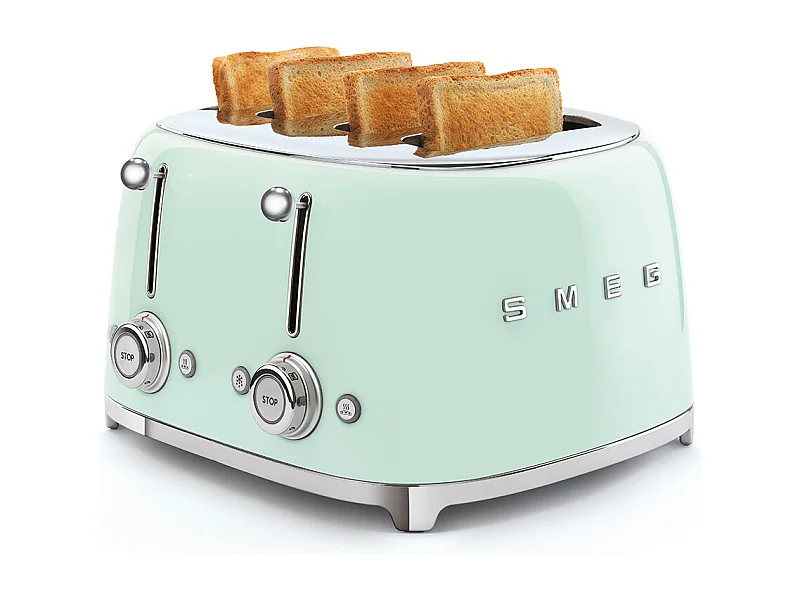 Smeg Grille-pains 4 fentes 950w vert d'eau - tsf03pgeu