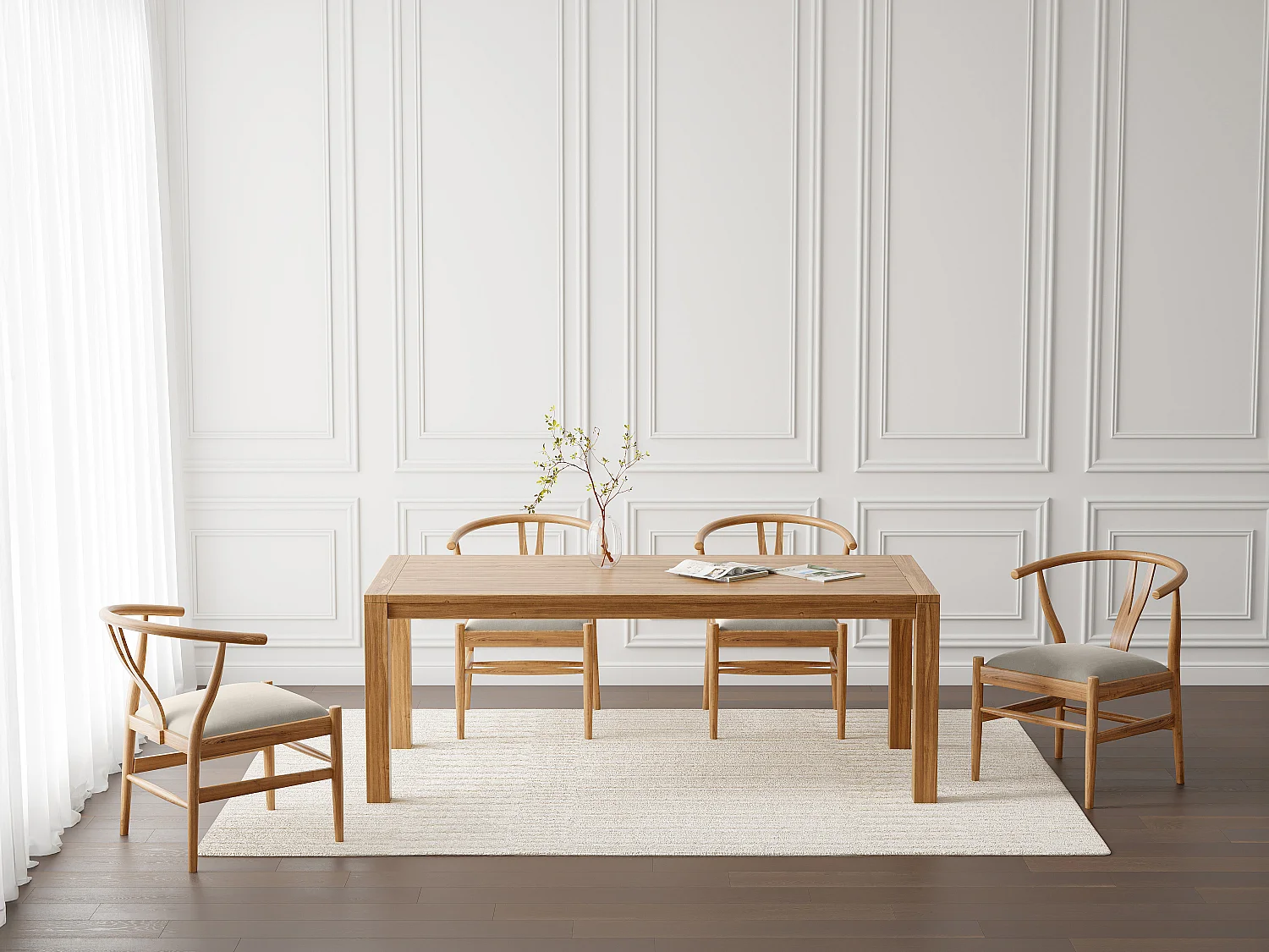 Table à manger 8 personnes en bois de teck - Naturel - AMILA