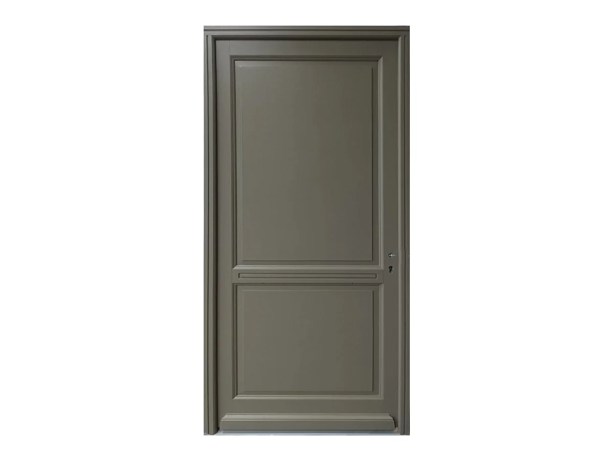Porte d'entree Bois Pleine, Elixir, Vert RAL7002, H,215xl,90 p,gauche + Poignee Et Barillet (ref010723NO)  Cote Tableau