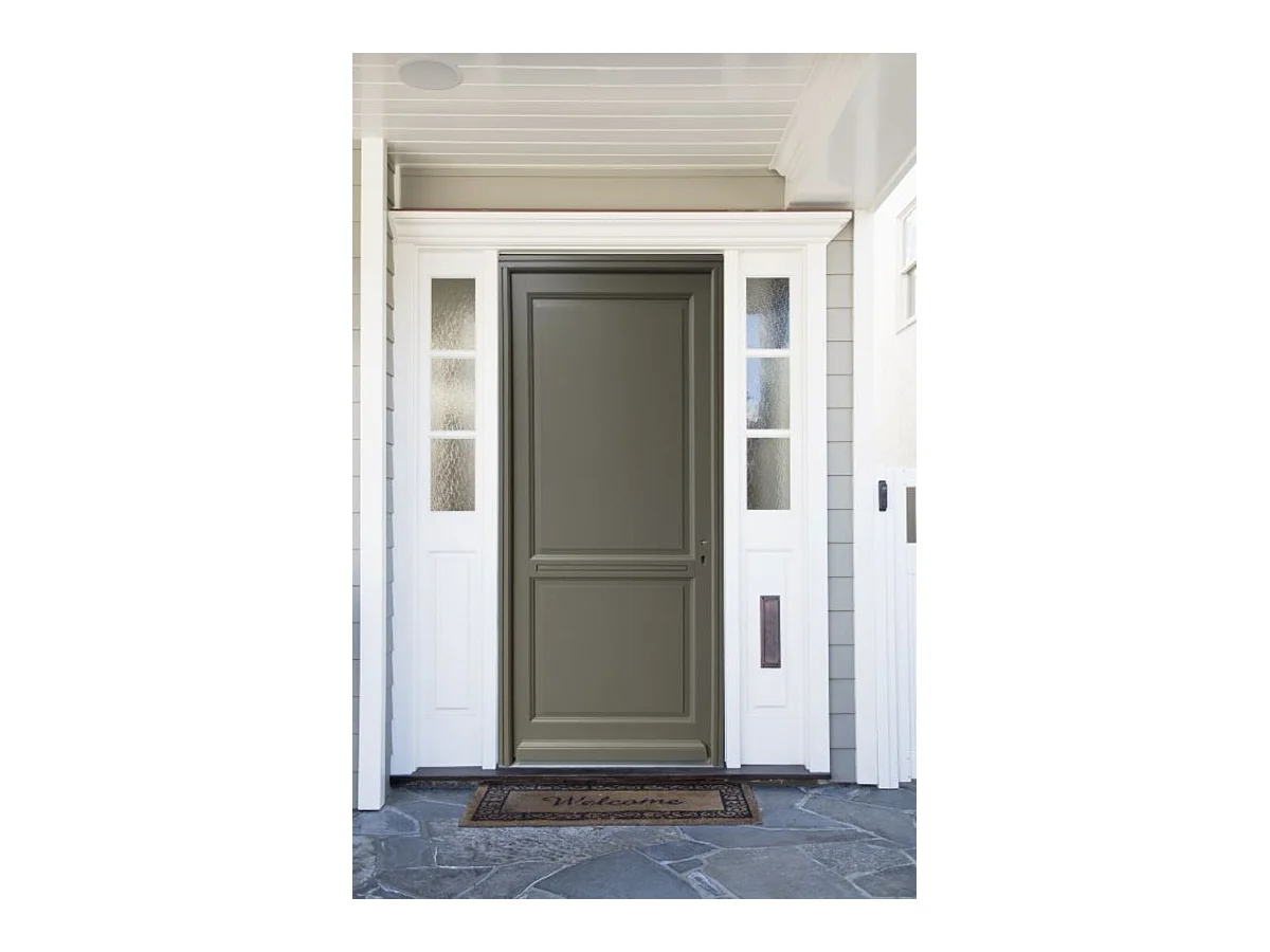 Porte d'entree Bois Pleine, Elixir, Vert RAL7002, H,215xl,90 p,gauche + Poignee Et Barillet (ref010723NO)  Cote Tableau