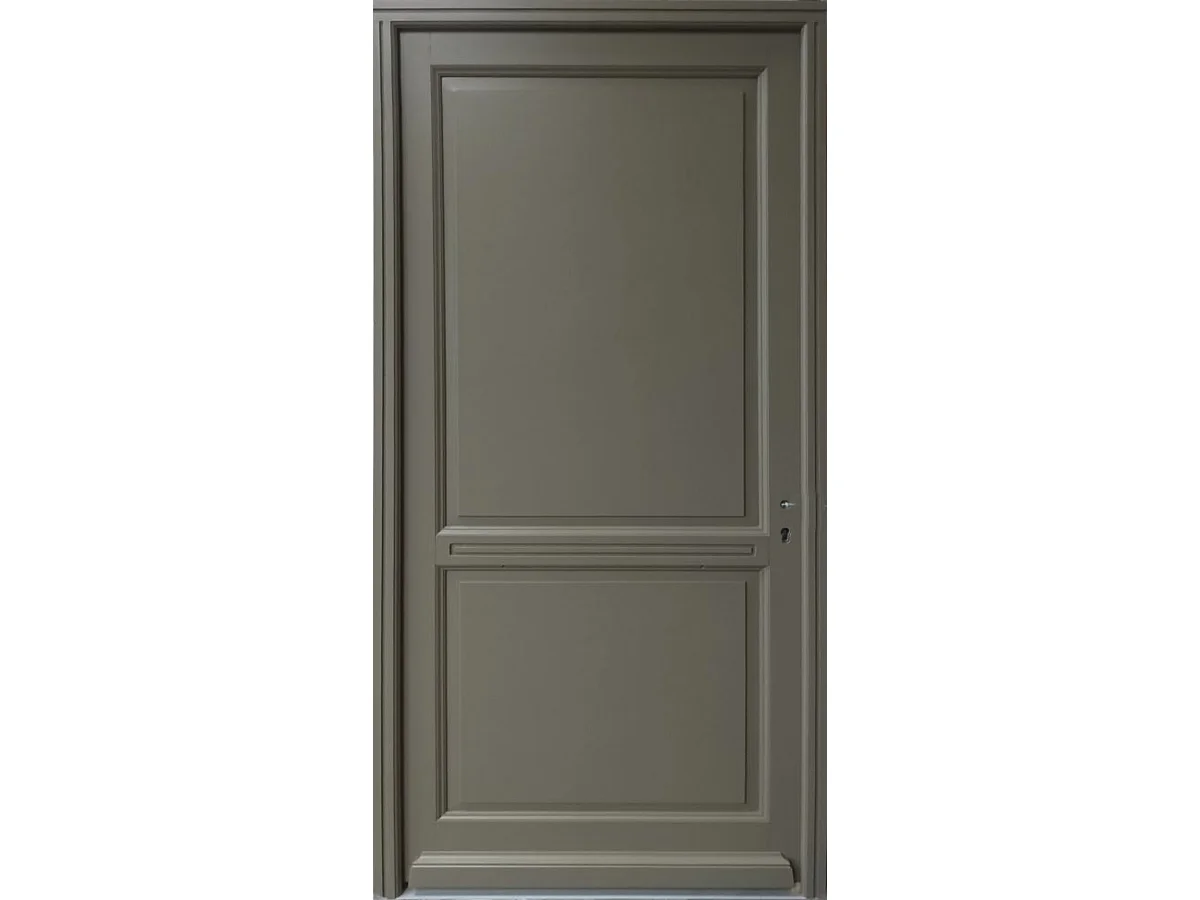 Porte D'entrée Bois Pleine Elixir, Vert Gris Olive, H215 X L90 Cm Côte Tableau, P.gauche (poignée, Barillet Ref010723no) Gd Menuiseries