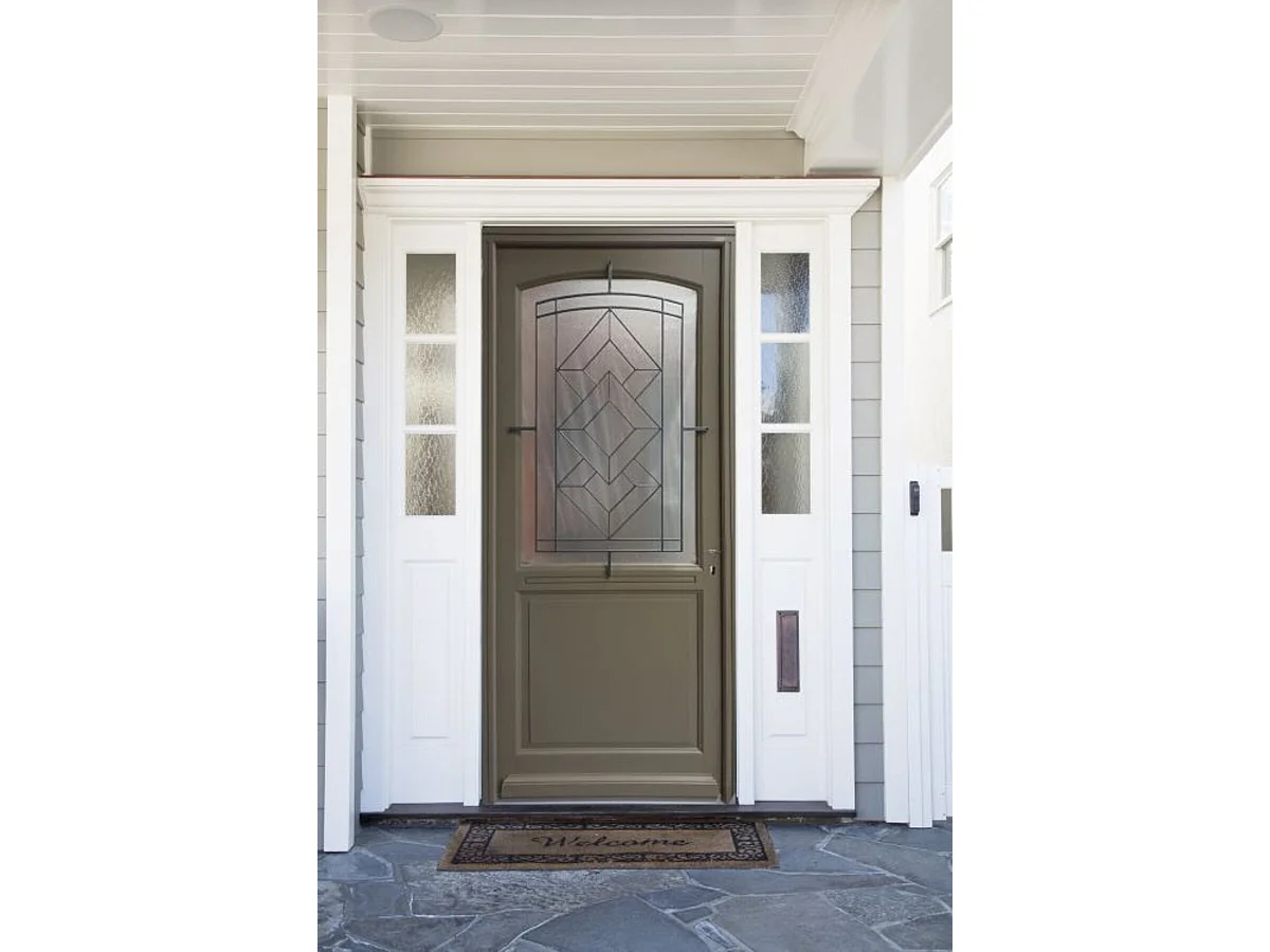 Porte d'entree Bois vitree, Elsie, Vert RAL7002, H,215xl,90 p,gauche Cote Tableau