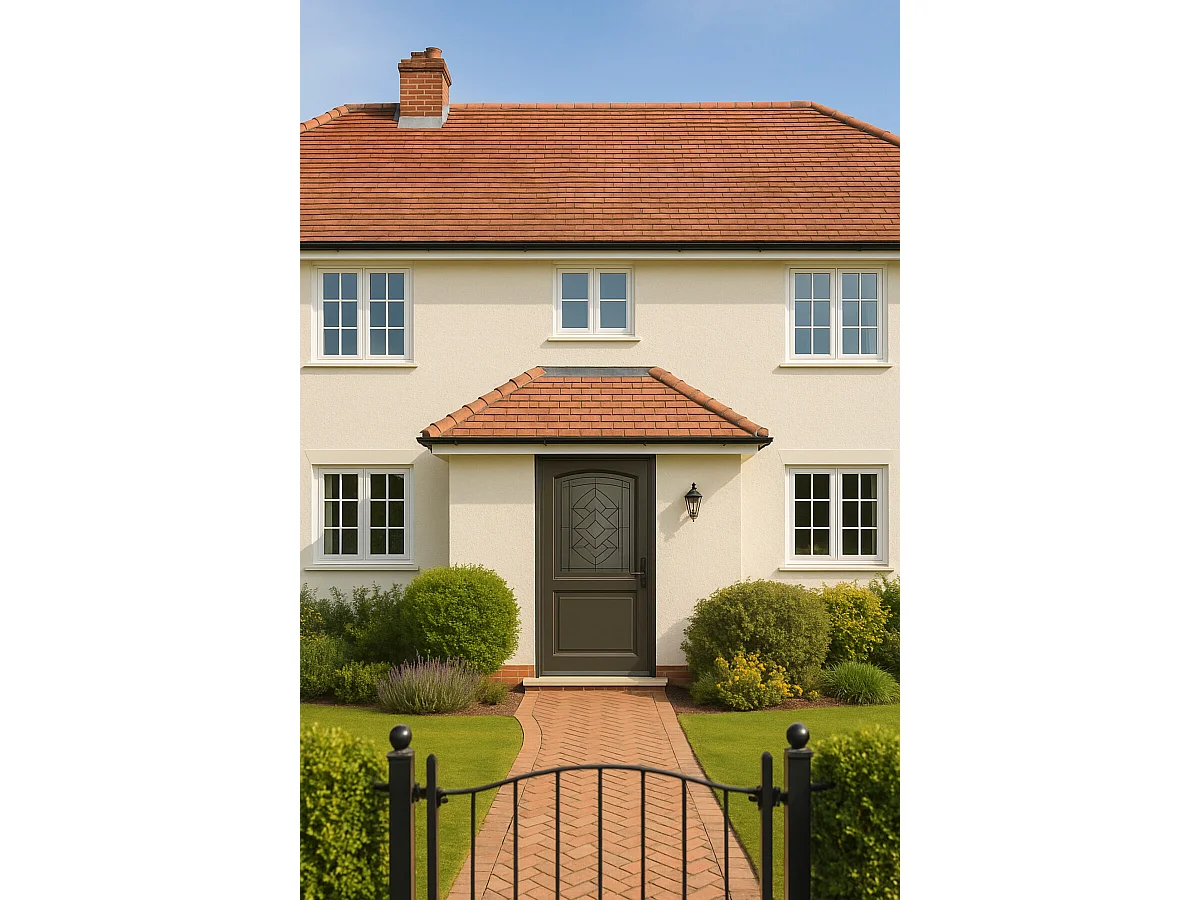 Porte d'entree Bois vitree, Elsie, Vert RAL7002, H,215xl,90 p,gauche Cote Tableau