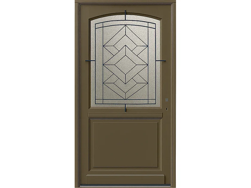 Porte d'entree Bois vitree, Elsie, Vert RAL7002, H,215xl,90 p,gauche Cote Tableau