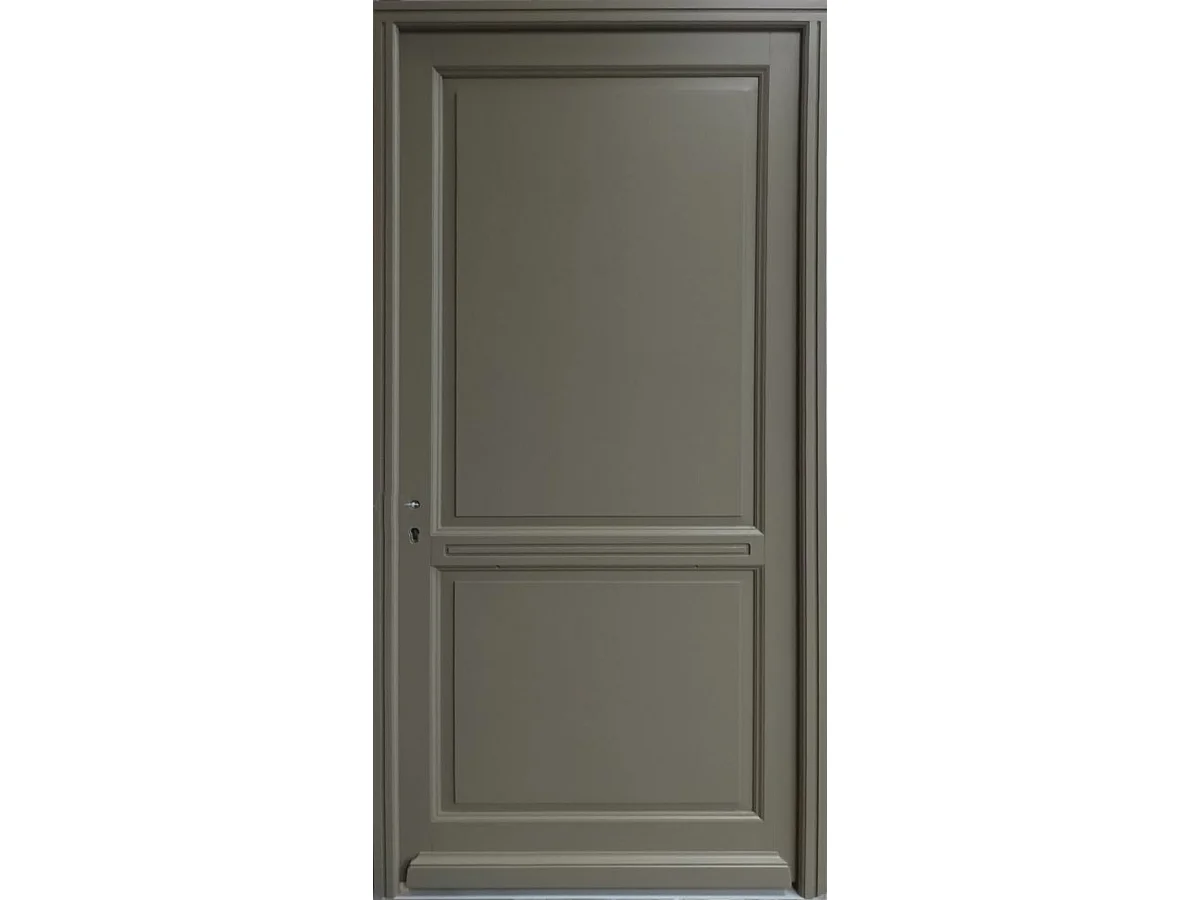Porte D'entrée Bois Pleine Elixir, Vert Gris Olive, H215 X L90 Cm Côte Tableau, P.droit Gd Menuiseries
