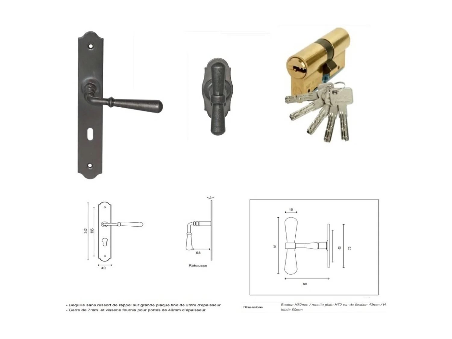 Puerta de Entrada de Madera Tiercee con Cristal Marino Al 215 x L 140 p.izquierda + Tirador y Cilindro (ref 010403RFP) Tabla Dimensiones sin manilla