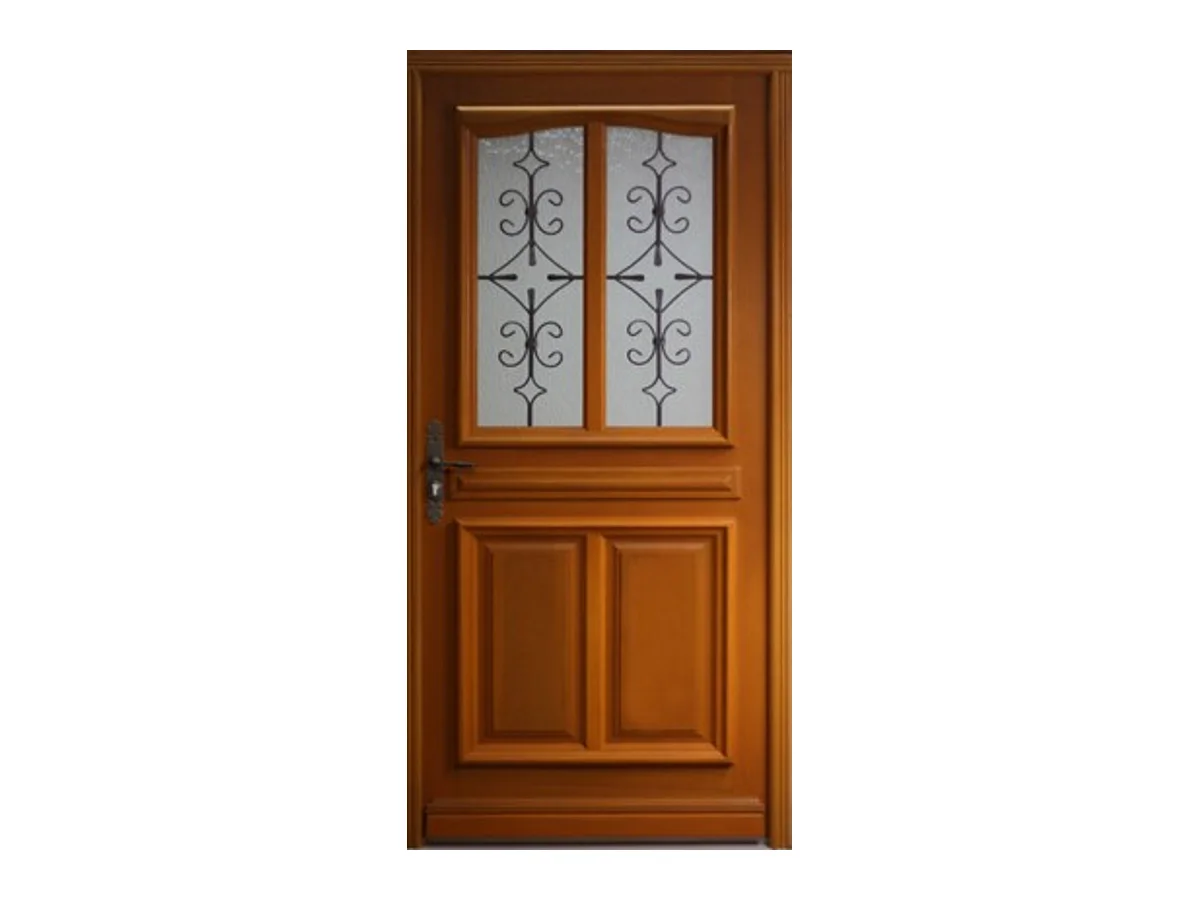 Porte d'entree Bois vitree, Vauban, H,215xl,90  p, droit + Poignee Et Barillet (ref 010403RFP) Cotes Tableau