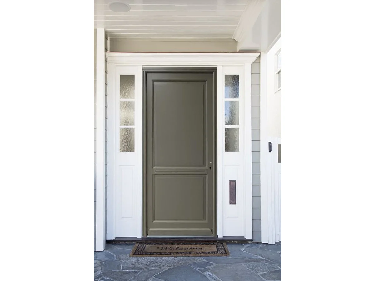 Porte D'entrée Bois Pleine Elixir, Vert Ral7002, H.215xl.90 Côte Tableau P.gauche Gd Menuiseries