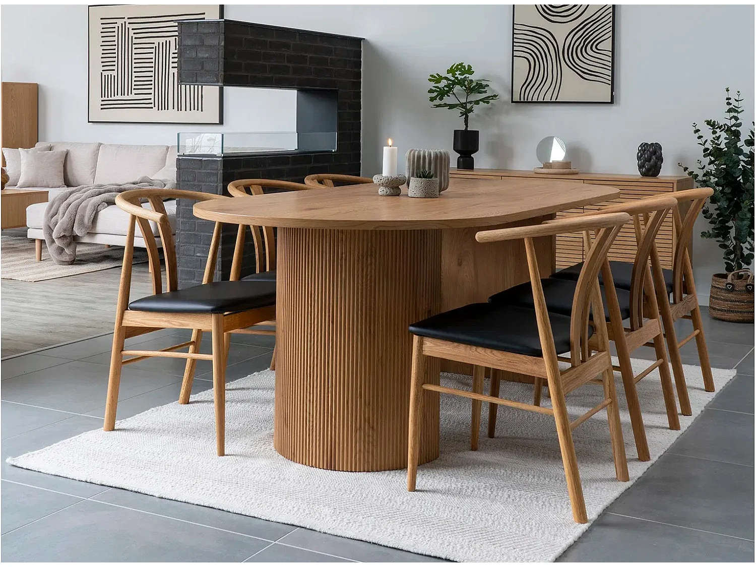 Table à manger ovale BOAVISTA 210cm - Style naturel-Beige