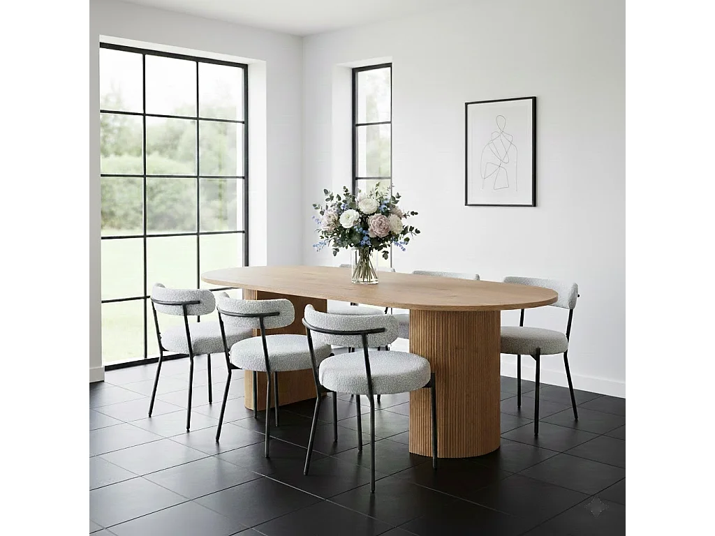 Rechthoekige tafel Eiken Staal Kazo-Kleur Beige