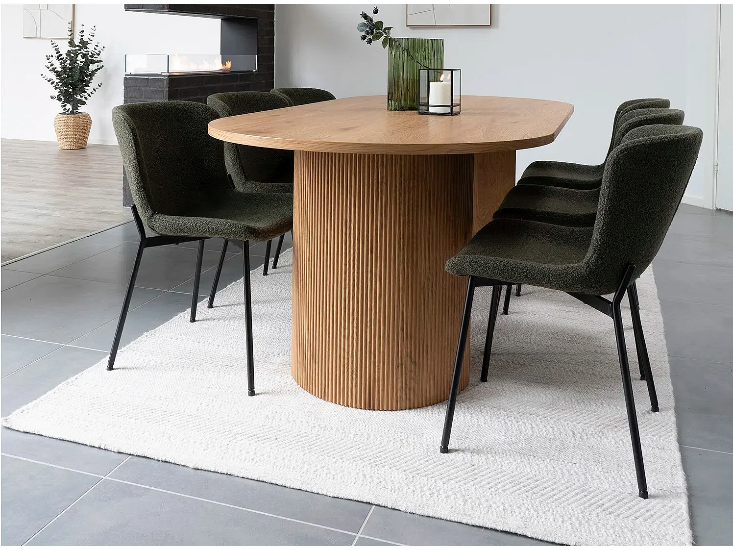 Rechthoekige tafel Eiken Staal Kazo-Kleur Beige