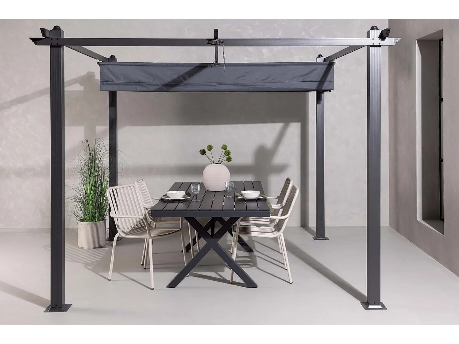 Pergola Avec Toit "Lazio" 295cm Gris Foncé