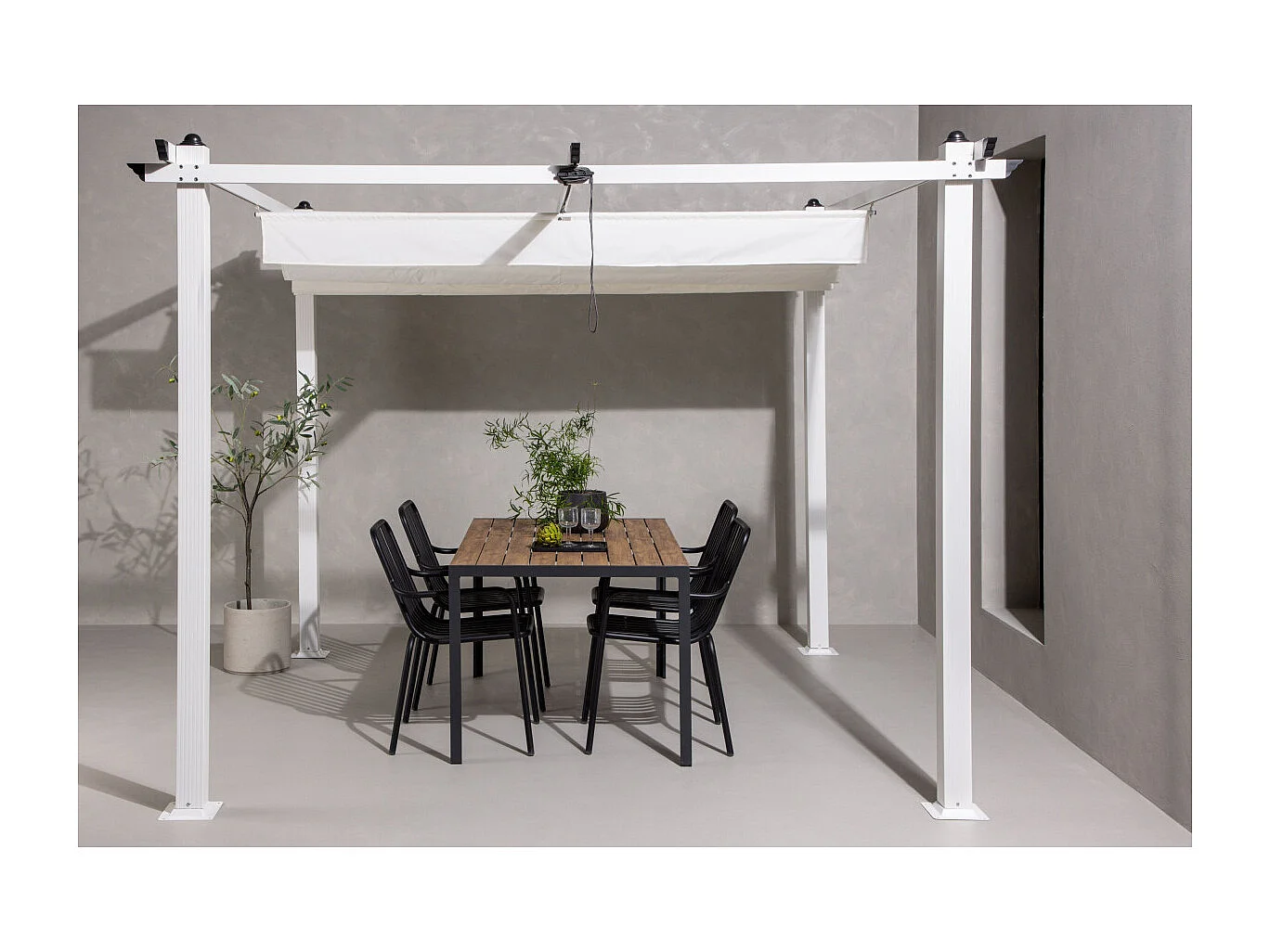 Pergola Avec Toit "Lazio" 295cm Blanc