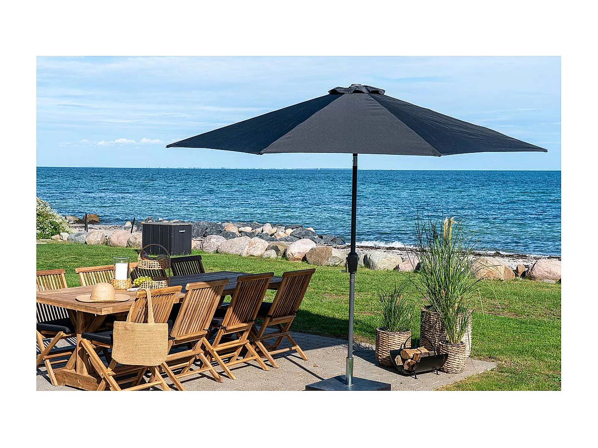 Houston parasol Ø300cm avec fonction d'inclinaison, ascenseur noir.